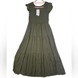 MEROKEETY Smocked Bodice Tiered‎ Maxi Dress | Size M | NWT